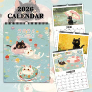 2026 Adorable Healing Black Cat Series Wall Calendar with 12 cat designs by Simples Market