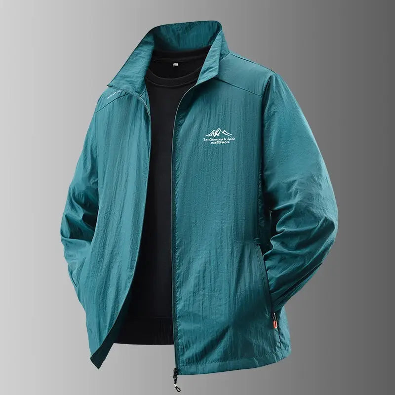 Men's sun protection jacket by Simples Market, teal ice-silk, ultra-light, breathable