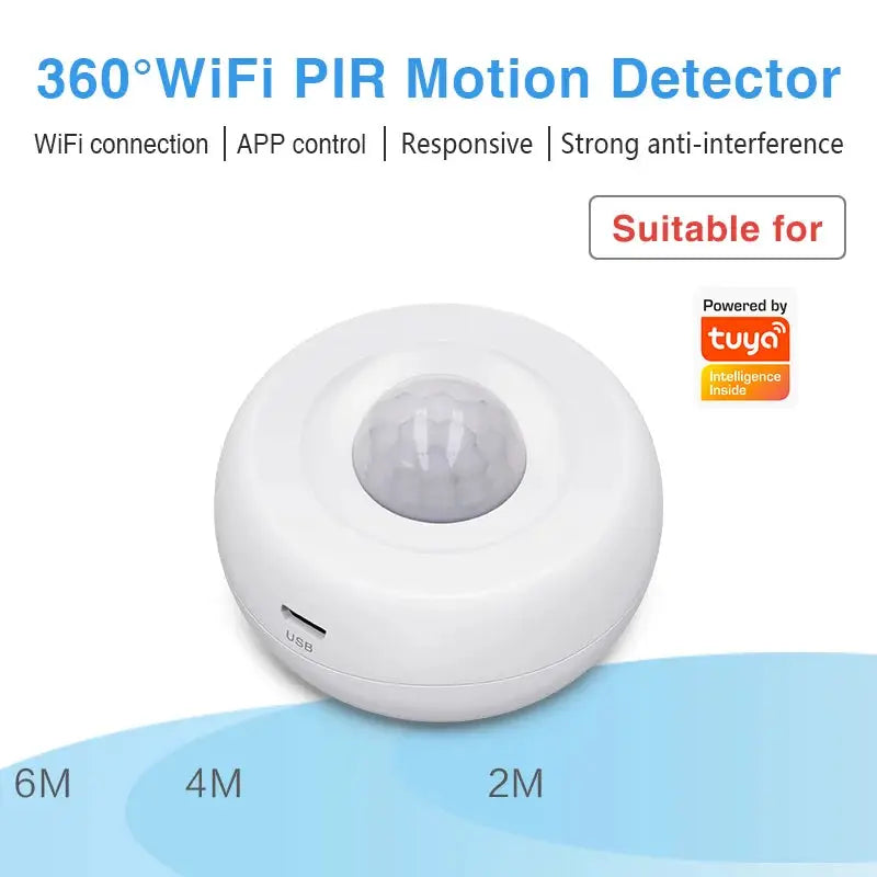 360° WiFi PIR Motion Detector white, Simples Market, Tuya-powered smart home sensor