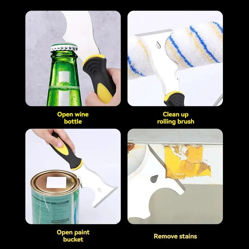 15 in 1 Multi Use Putty Knife Stainless Steel Paint Scraper and Wallpaper Removal Tool for Home DIY