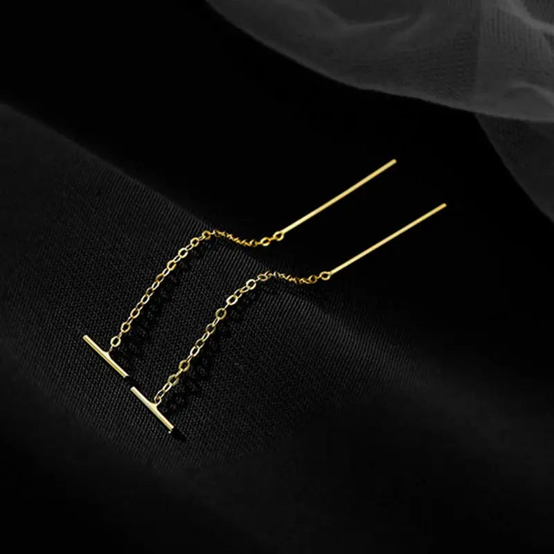 Geometric Square Drop Earrings For Women Korean Fashion Gold Color Long Tassel Dangle Party Jewelry Gift