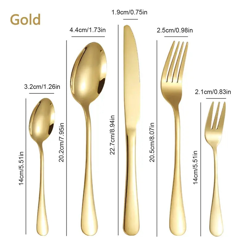 Golden Stainless Steel Tableware Set 6 Or 30 Piece Western Style Cutlery Knife Fork Spoon For Hotels Restaurants