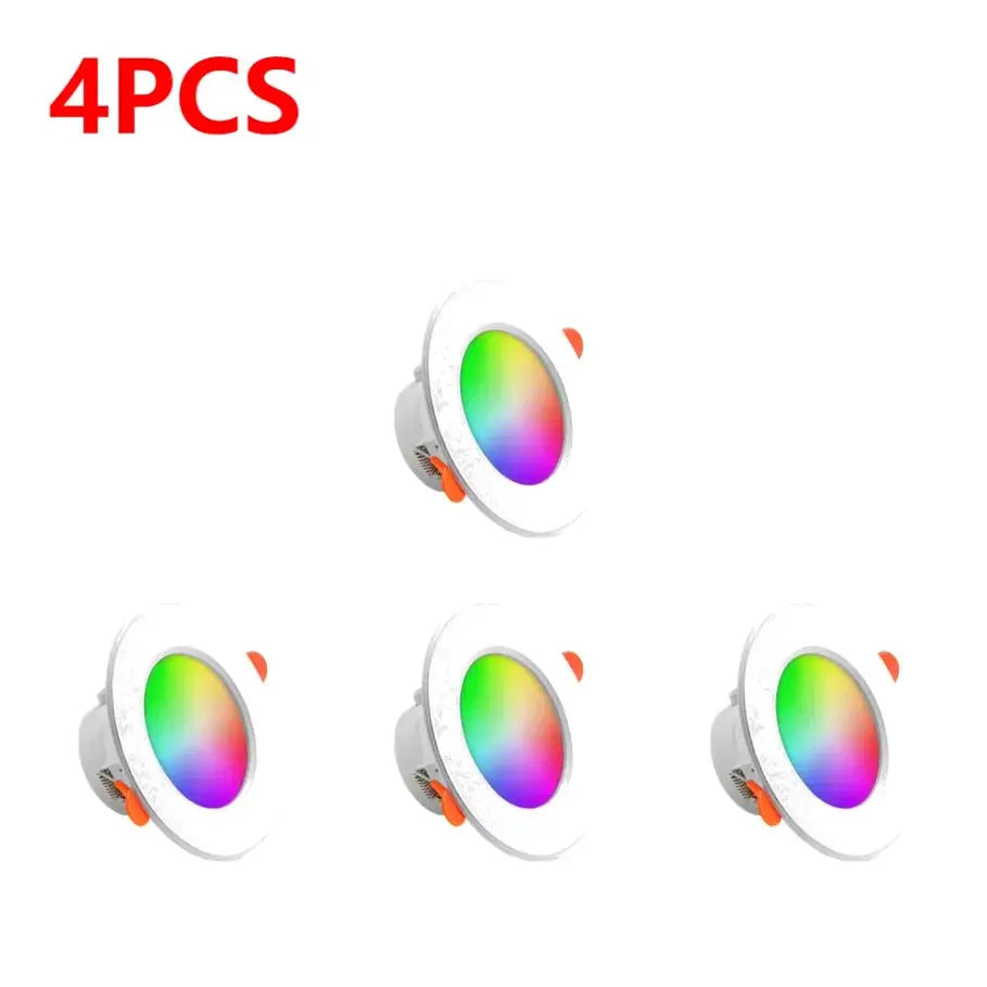 4pcs Simples Market RGB LED downlights recessed ceiling lights, 10W, dimmable