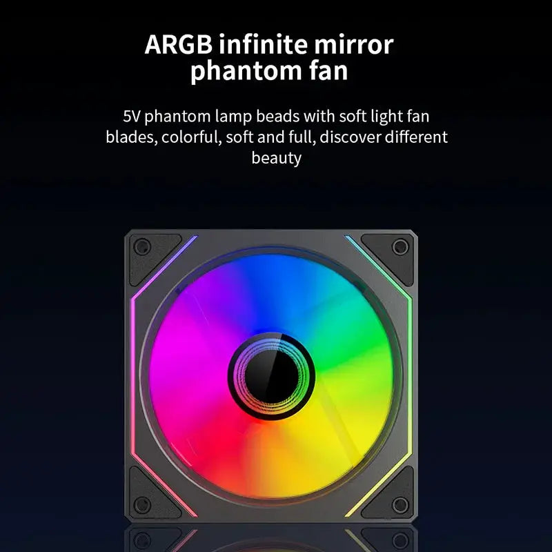 TEUCER LJ-4Pro ARGB 120mm PC case fan with PWM, Simples Market mirror-cycle rainbow lighting
