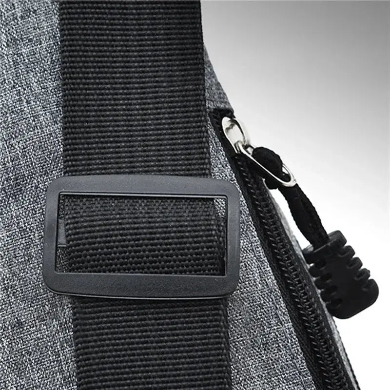 Pochete waist bag in grey fabric with black adjustable strap and zipper