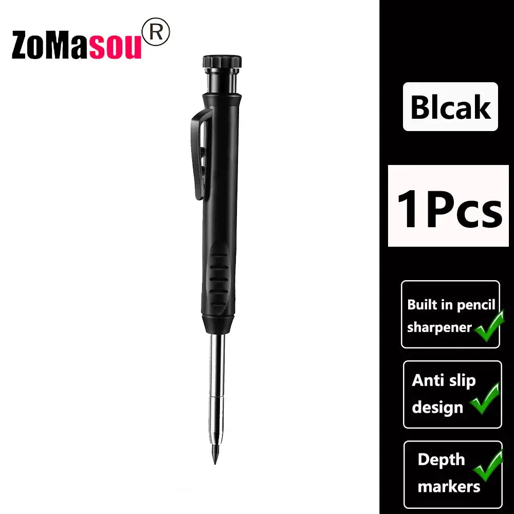 ZoMasou black carpenter mechanical pencil with metal tip and pocket clip