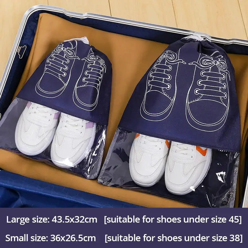 VoyagePro 5 Piece Shoe Storage Bags Set Thickened Nonwoven Fabric With Strap Mouth Waterproof Large Capacity