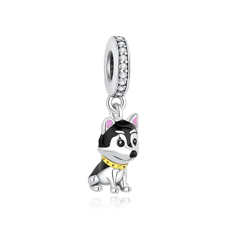 925 Sterling Silver Paw Print Charm Beads for Dogs and Cats Jewelry Pendant Fit for Bracelets Necklaces DIY Projects