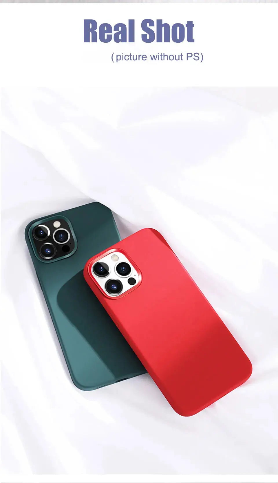 Original liquid silicone phone cases for Apple iPhone 11–16 Pro Max, shockproof back cover, red and teal (2-pack)