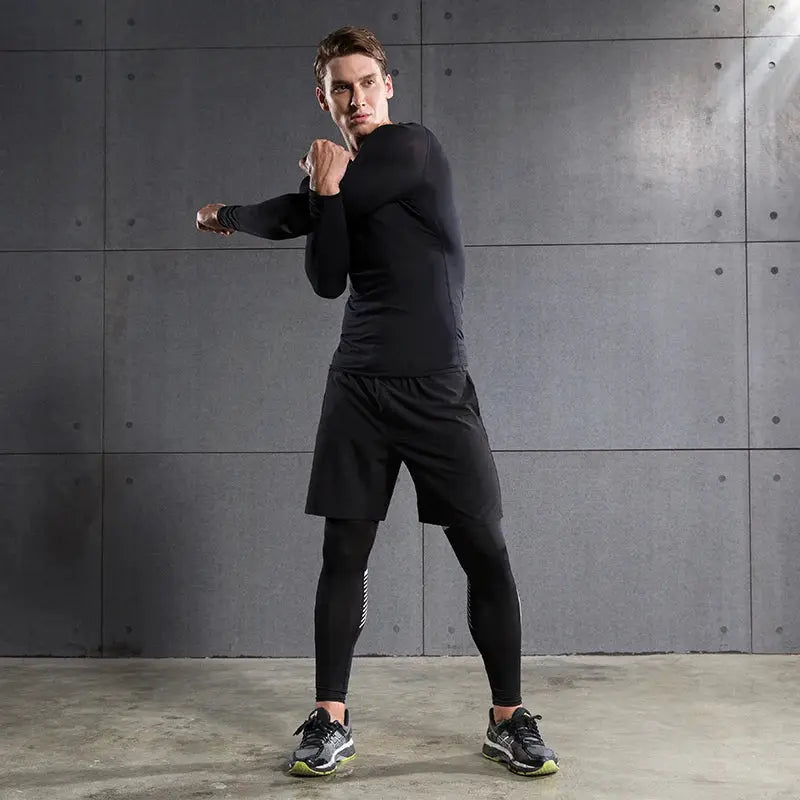 Men Compression Running Top Long Sleeve For Gym Clothing Quick Dry Sportswear Fitness Tee Training Workout Muscle Top