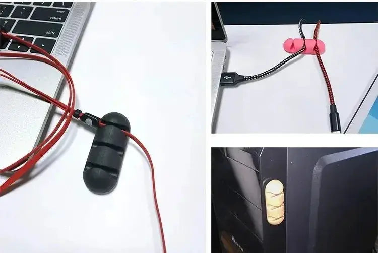 VIKEFON Silicone Cable Organizer Winder Clips Self Adhesive USB Cable Management For Mouse Keyboard Headset iPhone