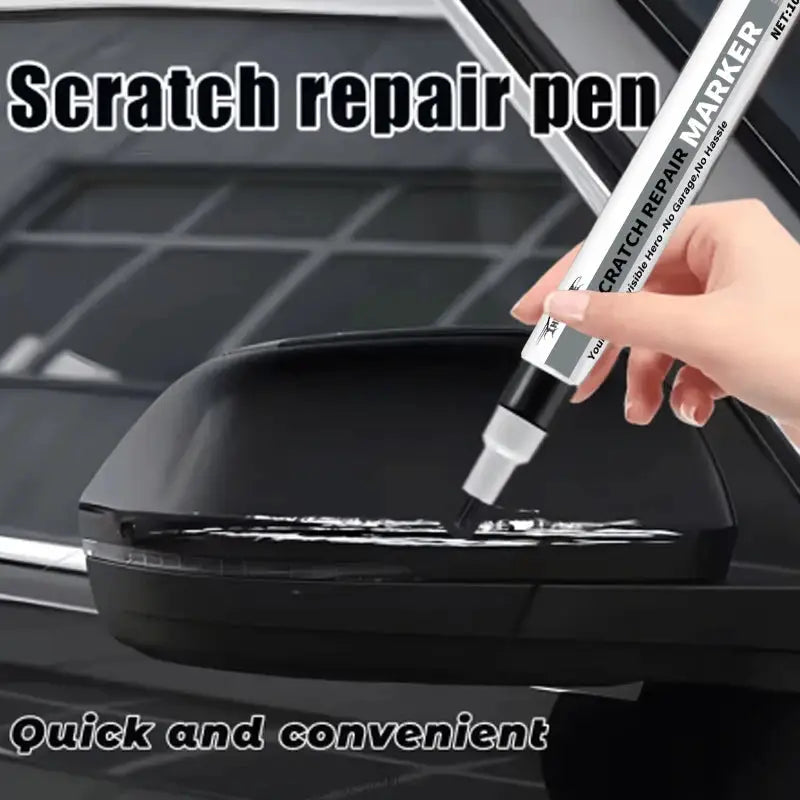 Car scratch repair pen by Simples Market; white self-use touch-up tool for repairing scratches on car doors and trim.