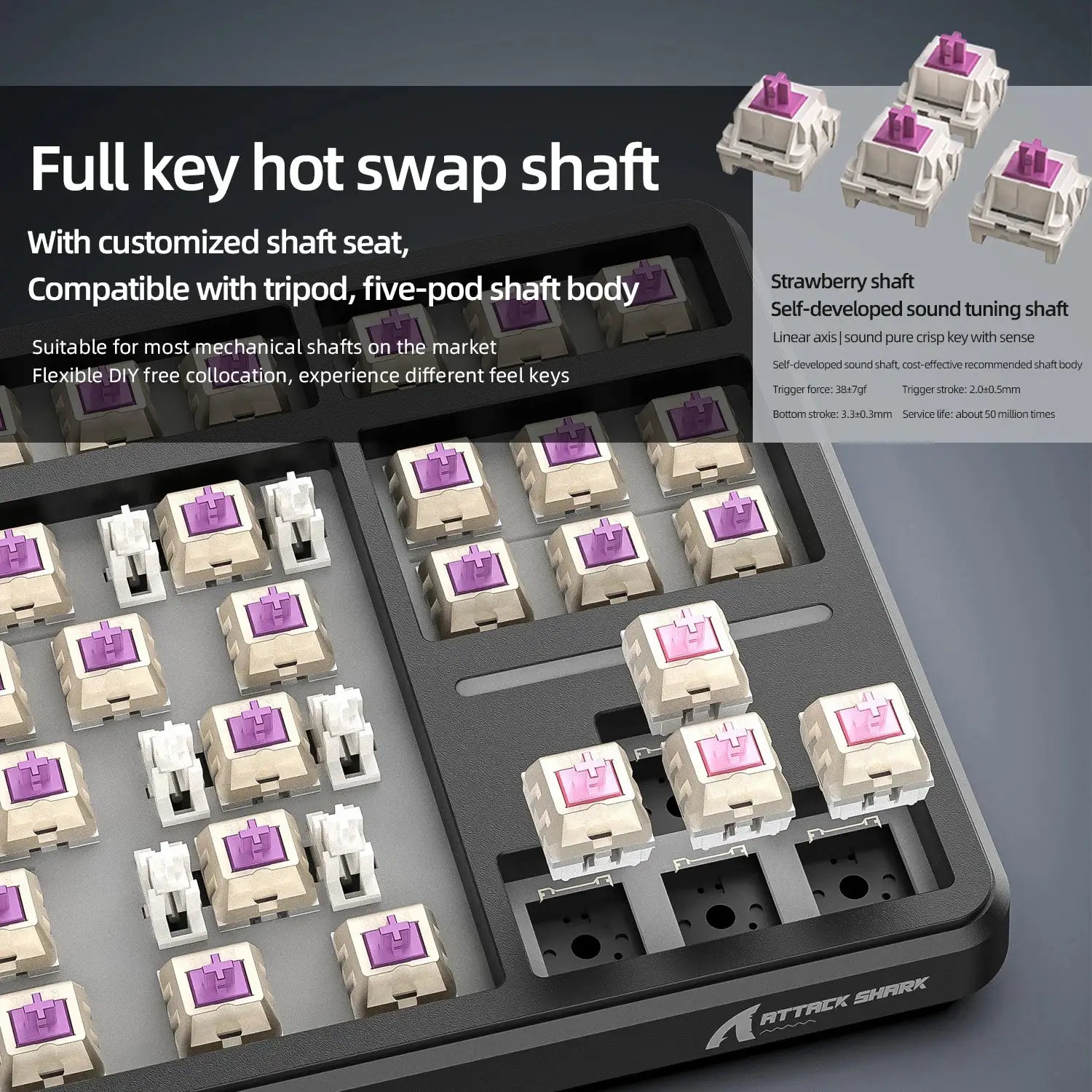 Attack Shark X87 Macro Drive Bluetooth Mechanical Keyboard 87 Key Hot Swappable RGB Lighting