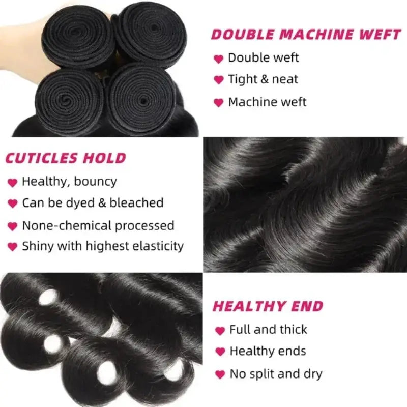 42 Inch Body Wave Human Hair Bundles Natural Black Brazilian Virgin Hair 12A Unprocessed Real Remy Extensions
