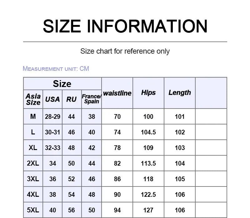 Simples Market Summer Soft Lyocell men's jeans size chart, M–5XL, with waist 70–94 cm and hips 100–127 cm.