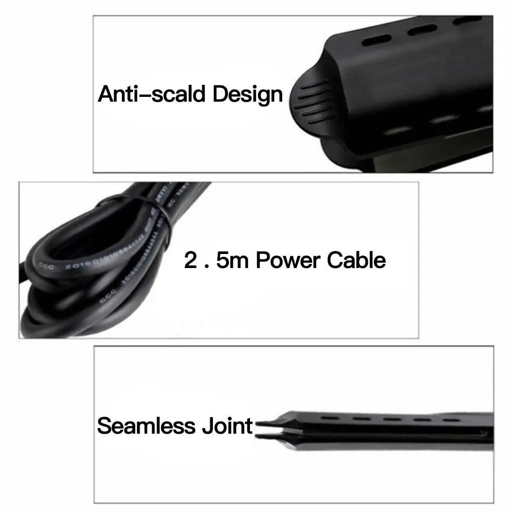 Hair straightener by Simples Market with ceramic tourmaline ionic plates, four-gear temperature, black wide-panel