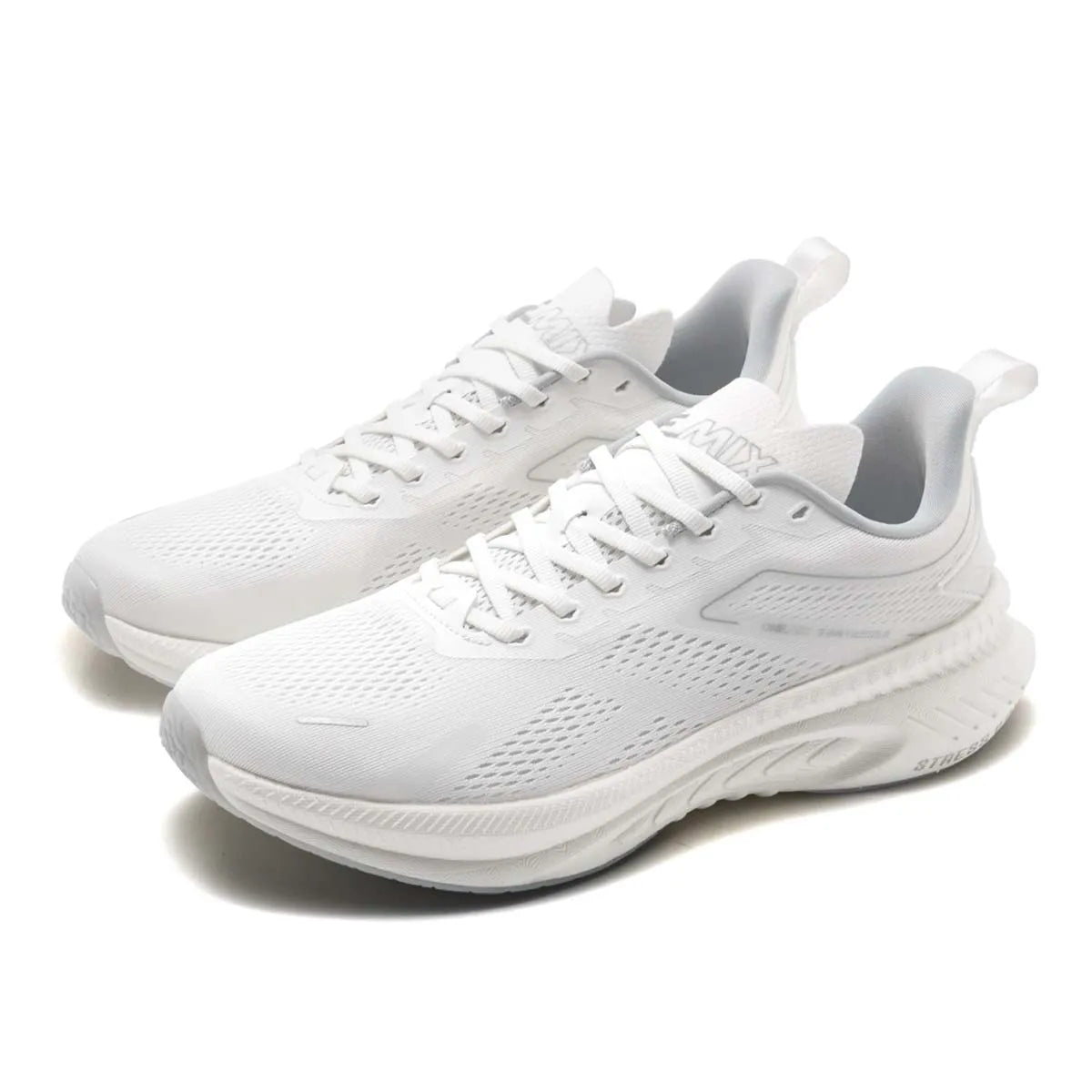ONEMIX men's white breathable mesh-running shoes with cushioned sole