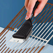 Two In One Stainless Steel Cleaning Brush With Wire Scrub And Integrated Blade For Grills Barbecue And Bakeware