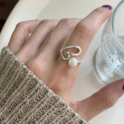 925 Sterling Silver Love Heart Ring With Hanadama Pearl For Women Gift Jewelry Birthday