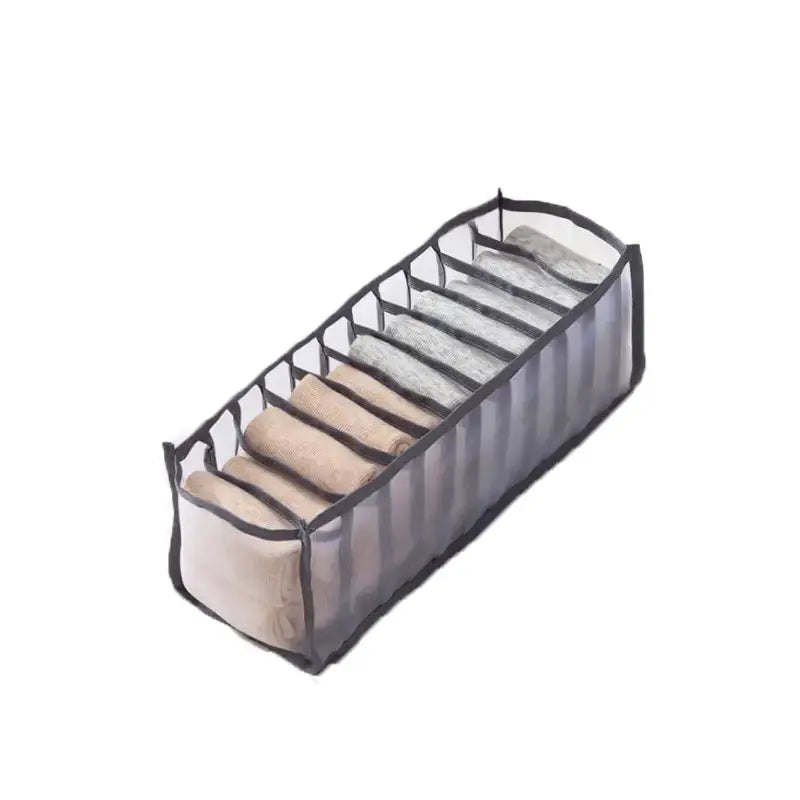 11 Compartment Collapsible Underwear Storage Box With Breathable Nylon Mesh For Dorm Room Organization