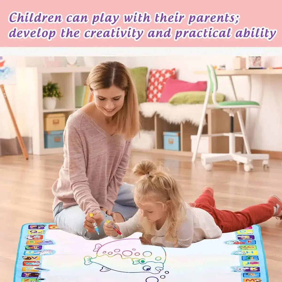 100x80CM Magic Water Drawing Mat Reusable Doodle Board Montessori Educational Toy for Kids Gift