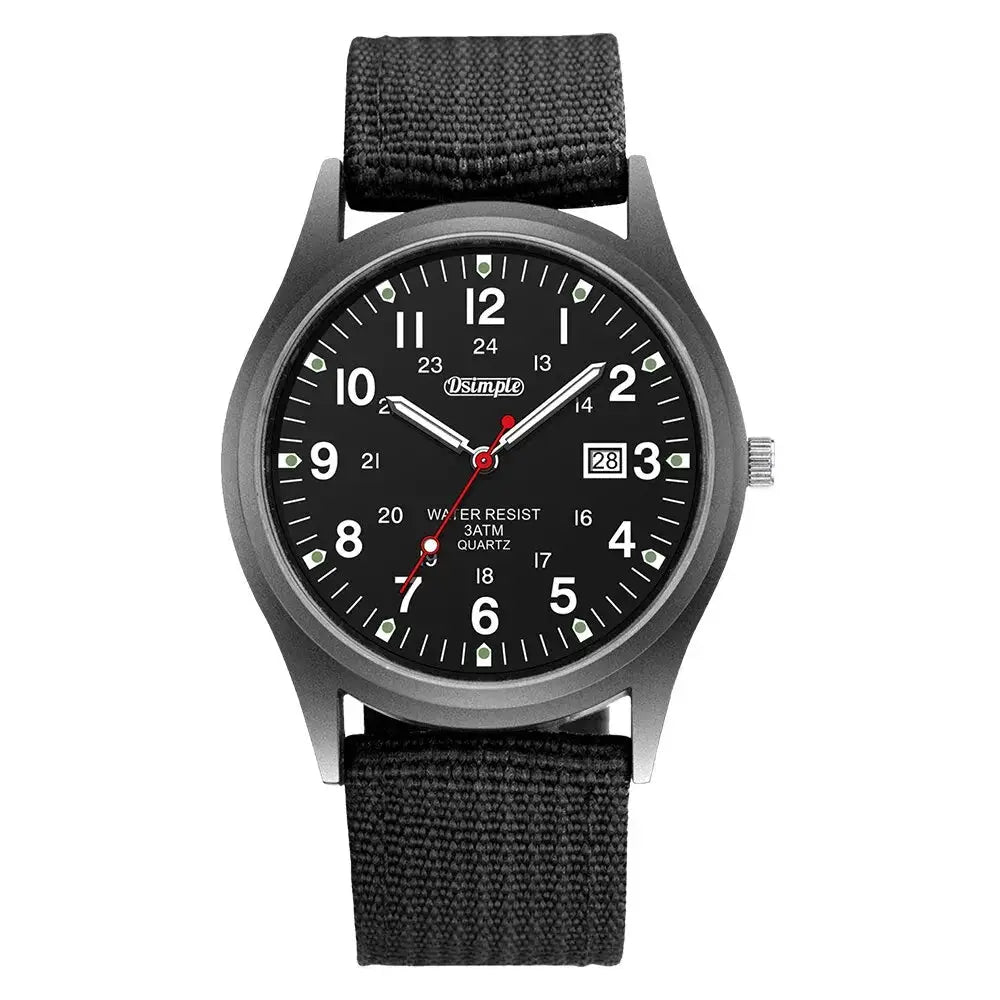 NovaForce Mens Military Style Quartz Wristwatch With Luminous Hands Full Calendar And Nylon Strap Casual Luxury