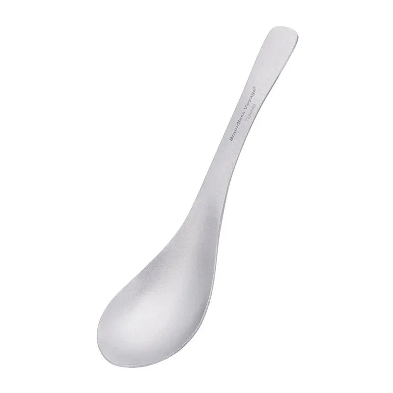 Boundless Voyage titanium spoon, silver-toned camping utensil by Simples Market
