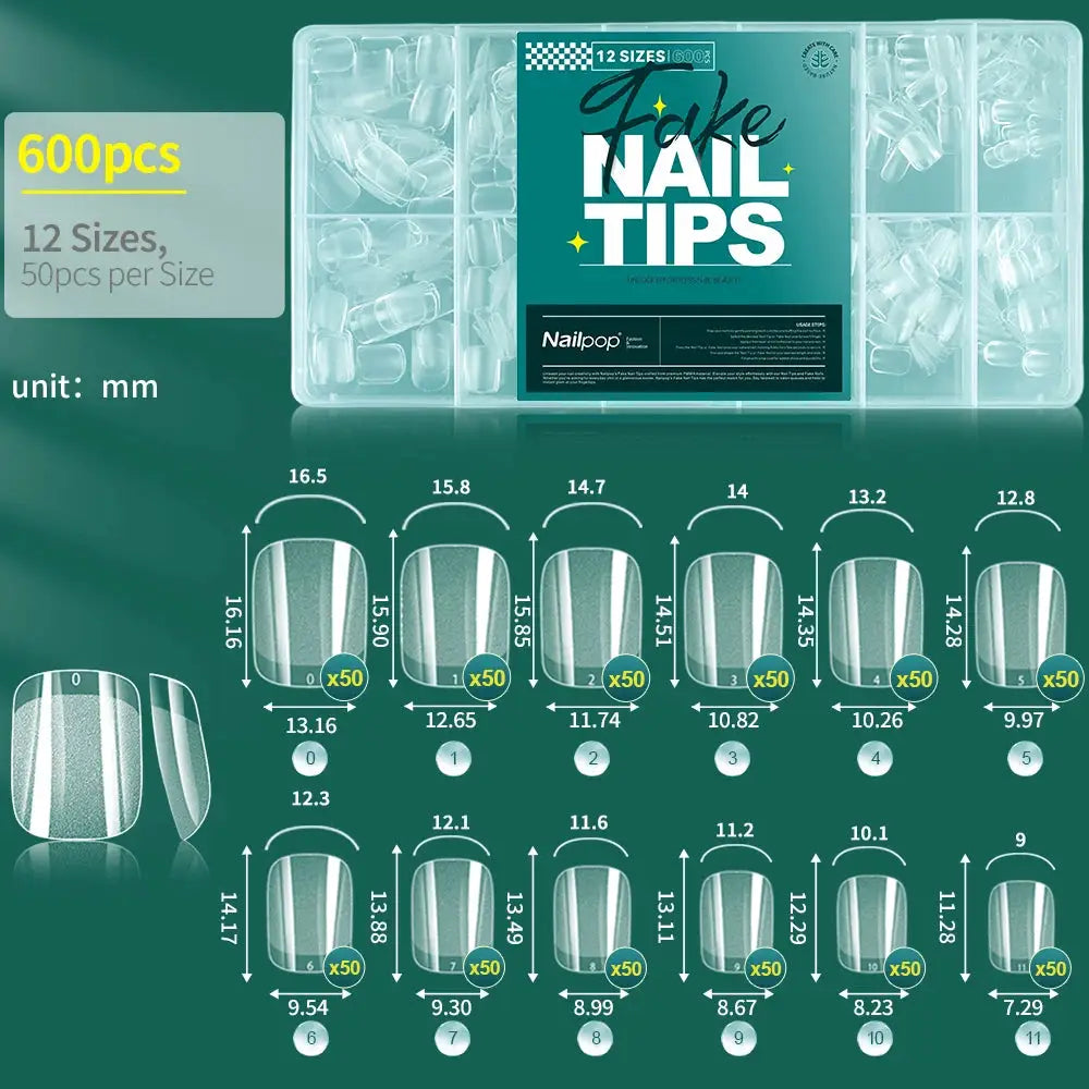 NailPop Soft Gel Nail Tips 600 Pcs Full Cover Coffin Almond Oval Shapes For Salon Quality At Home