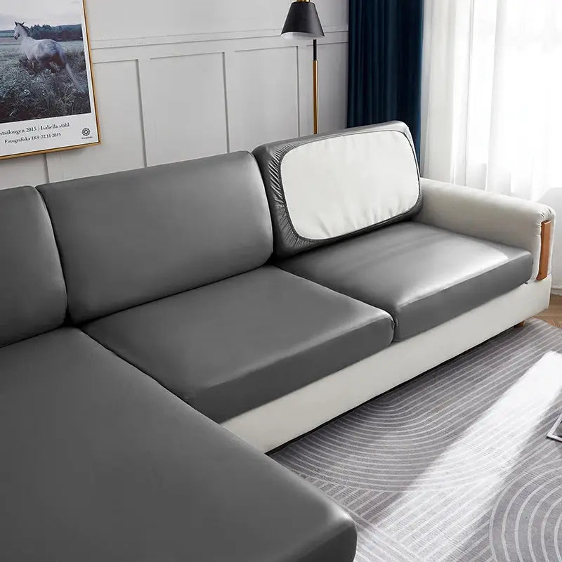 Simples Market waterproof PU sofa cover for corner sectional, grey elastic slipcover