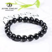 JD Natural Stone 7A Black Tourmaline Bead Bracelets For Women Healing Crystals Chakra Yoga Meditation Jewelry