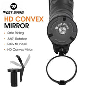 West Biking Universal Bike Rearview Mirror Adjustable Convex Mirror Rotating Handlebar End MTB Road Bike Accessory