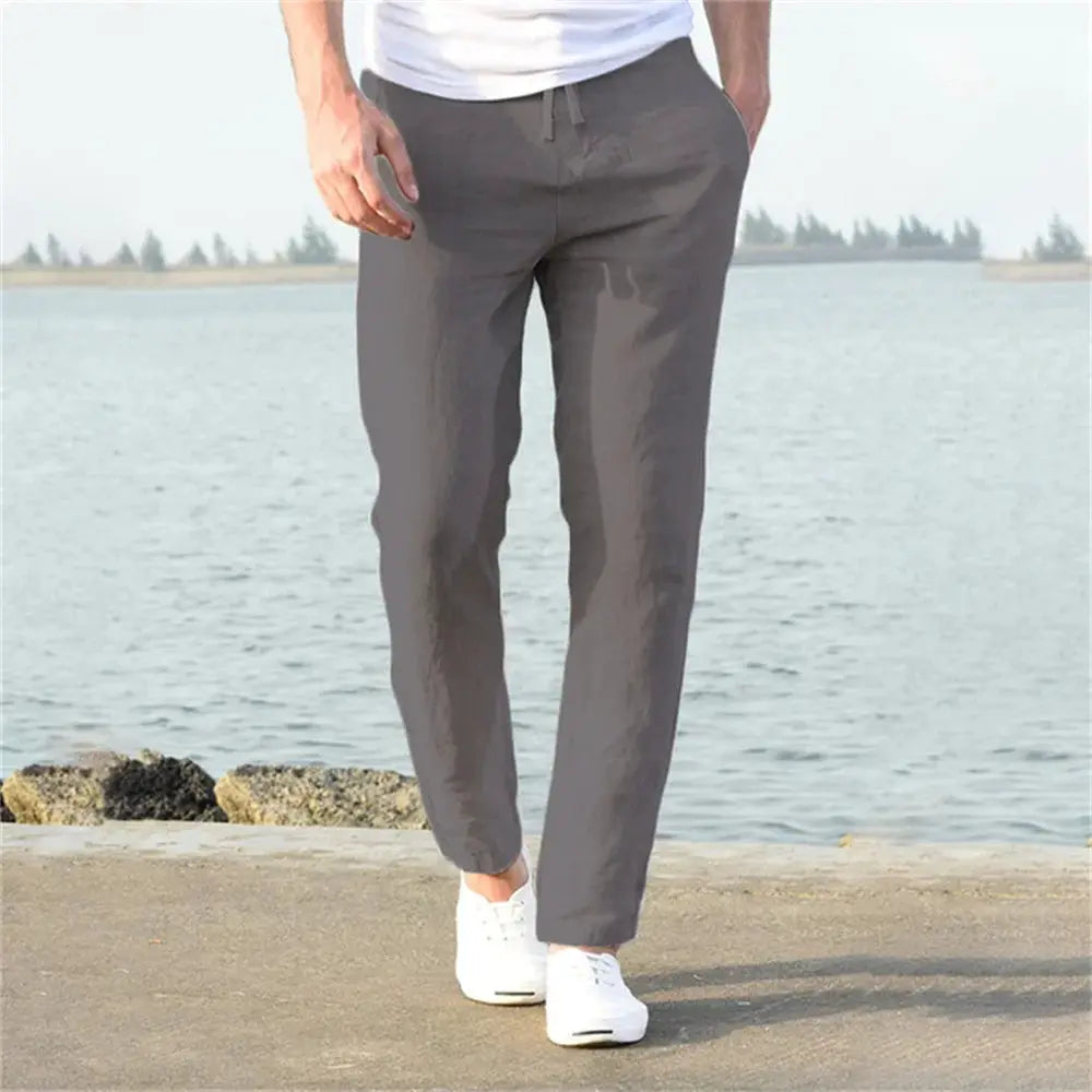 Men's Cotton Linen Pants Breathable Solid Color Trousers for Autumn Streetwear Fitness and Casual S to 3XL