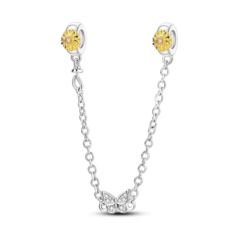 925 Sterling Silver Gold DIY Charms Beads Inlaid Zirconium Sun Leopard Pendants Fit Bracelet For DIY Jewelry Making