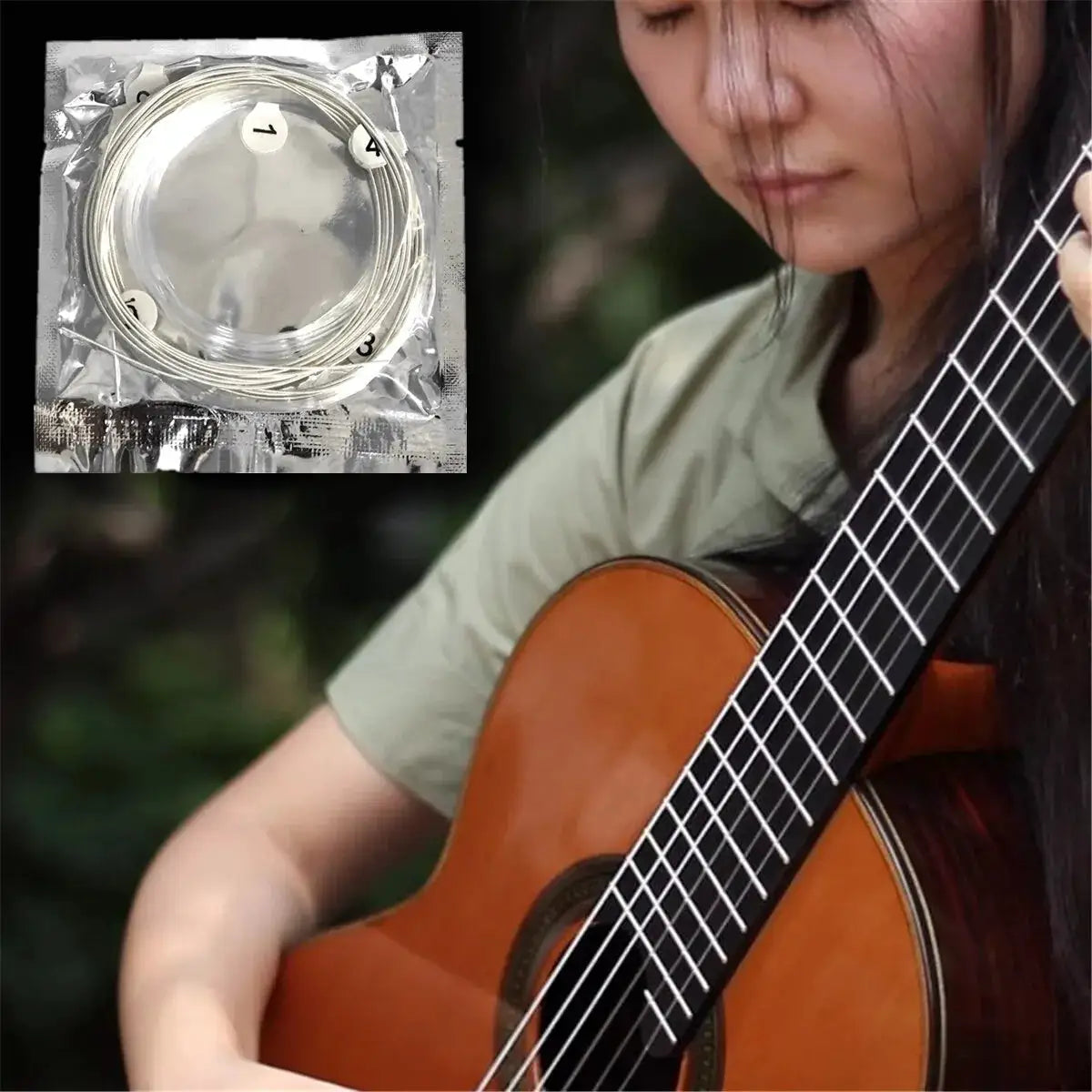 Miwayer 6 Piece Classical Guitar Strings Set Clear Nylon With Silver Plated Copper Windings Super Light Gauge