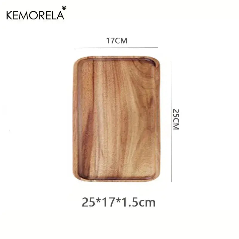 KEMORELA Acacia Wood Coffee Tray Gongfu Tea Tray Serving Tray For Coffee Tea Desserts Candies Decorative Wood Tray