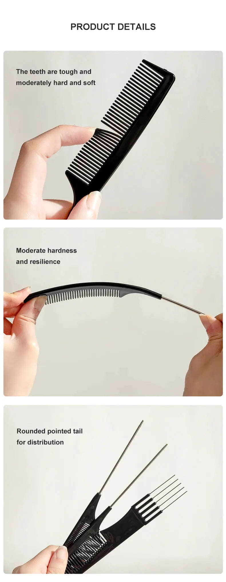 Simples Market 3-piece hair comb and brush set, anti-static, portable professional styling tools