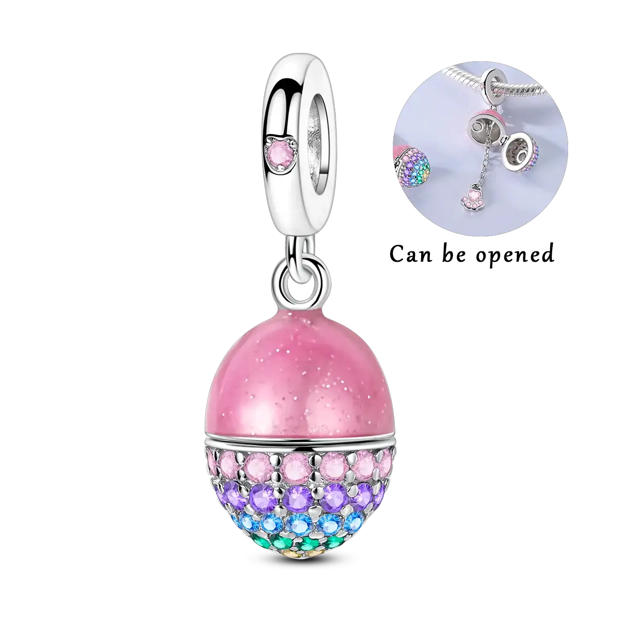 925 Silver Charm Openable Nesting Doll Rose Princess Dress Pendant for Bracelet DIY Fashion Jewelry