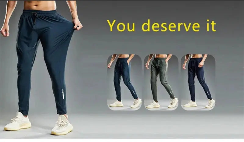 Simples Market Summer Elastic Men Running Sport Pants; navy joggers with drawstring for gym, training, 4 colors.