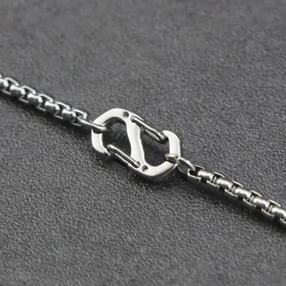 Stainless steel S-type necklace clasp with lock on silver chain