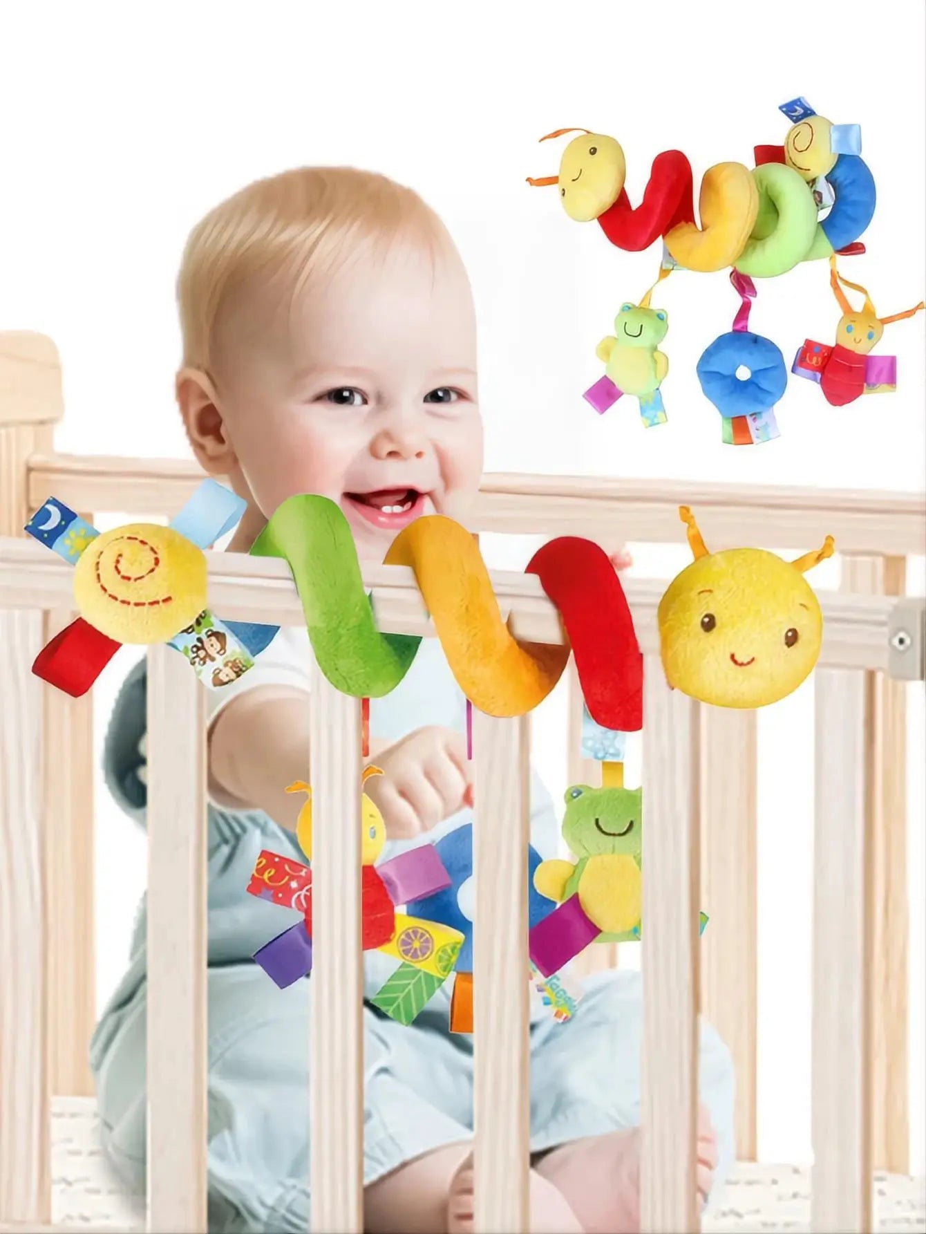 0 To 6 Months Colorful Label Bed Toy For Infants Hanging Around Crib And Car Seat Comfort And Sensory Toy