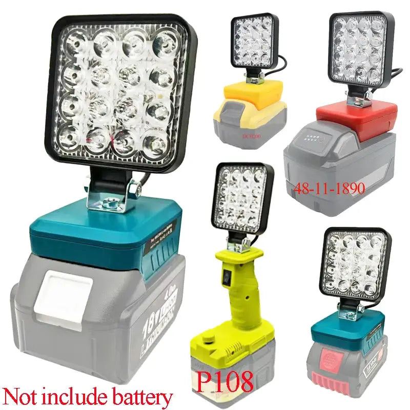 LED Flashlight Compatible With Makita DeWalt Milwaukee Bosch Ryobi Lithium Battery Packs Working Light For Camping