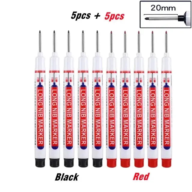Ten Piece Set Multi Purpose Long Nib Marker Pens For 20mm Deep Hole Metal Perforating Waterproof Woodworking Decor Tool