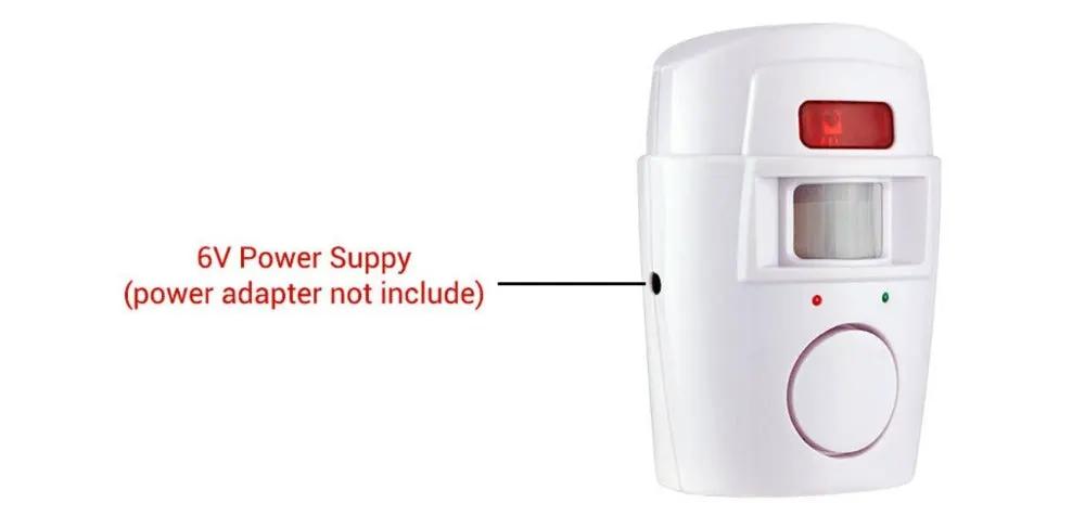 Simples Market white wireless motion sensor alarm, indoor/outdoor security detector with remote