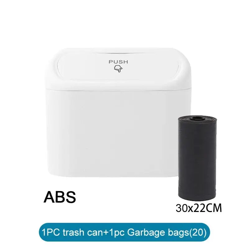 SUITU Car Trash Can With Lid Leakproof Compact ABS Car Trash Bin Includes 60 Bags And 300 Replacement Bags