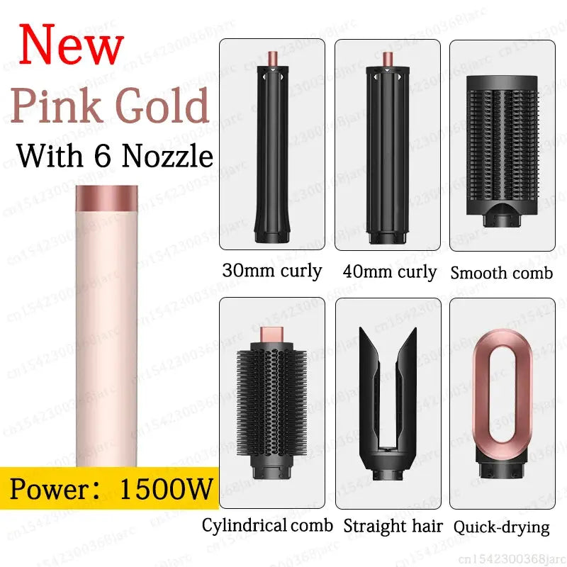 SenCiciMen X9 multi hair styler pink-gold, 1500W, 6 nozzles; includes 30mm/40mm curling barrels and attachments