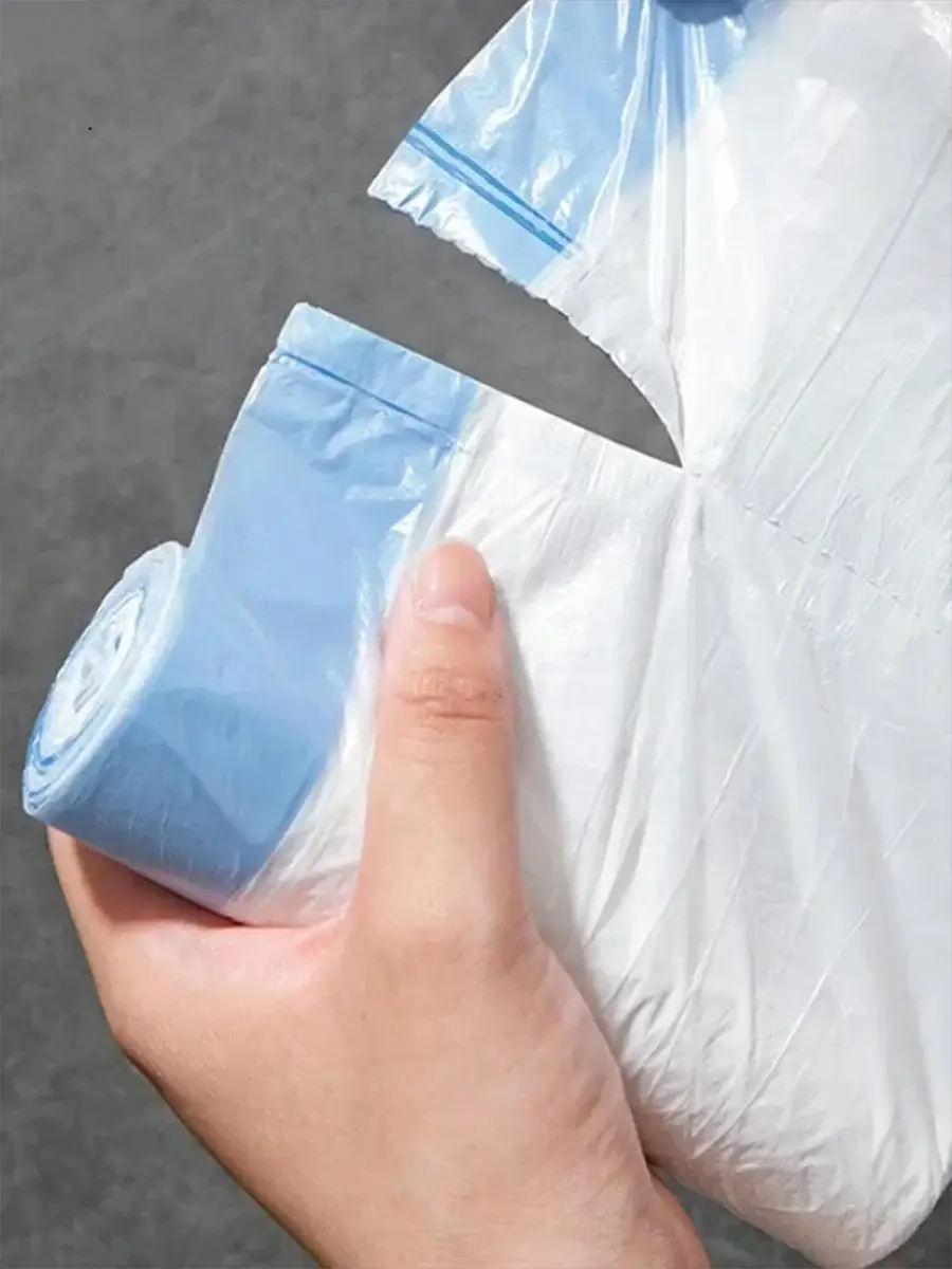 Trash bags roll by Simples Market, 15-pack of thick blue tear-off drawstring bags for home and kitchen