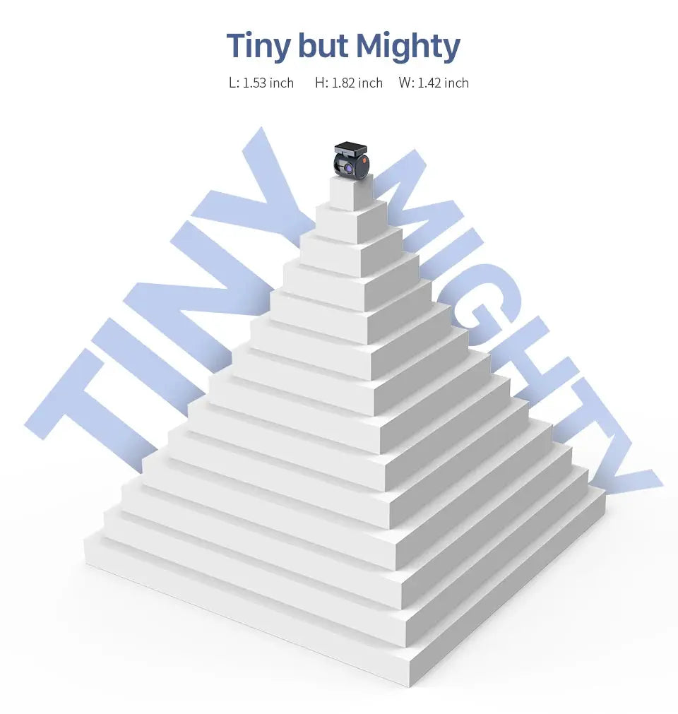 2K KAWA MINI 3 Pro car dash cam; tiny black camera atop a white stepped pyramid