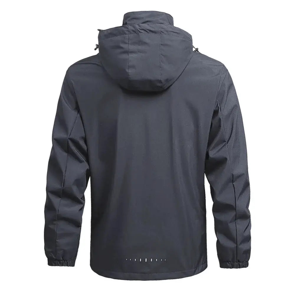 Men's Simples Market waterproof rain jacket, dark gray, hooded, lightweight outdoor windproof coat