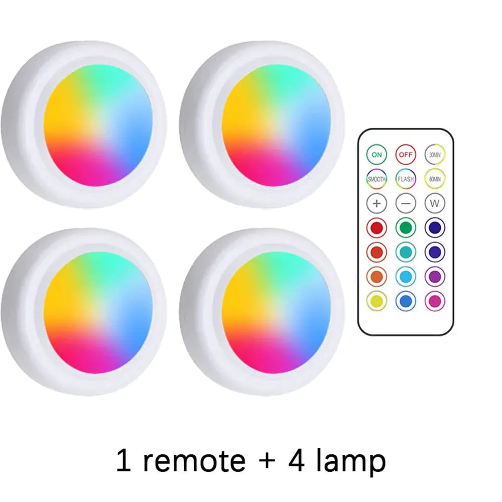 Simples Market RGB under-cabinet LED lights with remote, 4-lamp set + 1 remote