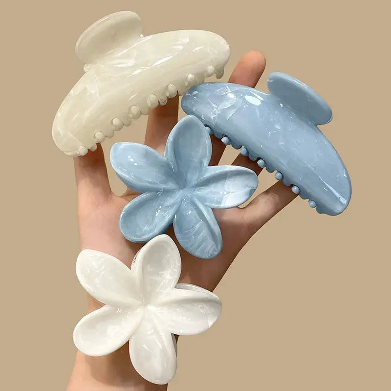 Korean Hawaiian Flower Crab Hair Clips For Girls Lightweight Durable Beach Accessories Trendy Beachwear
